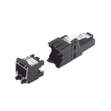 Cargar imagen en el visor de la galería, Plug rj45 utp, instalación recta, terminación en campo certificable, compatible con cat5e, cat6 y cat6a, color negro