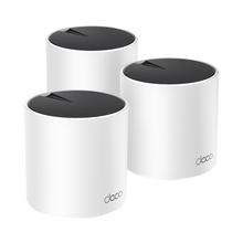 Cargar imagen en el visor de la galería, Kit 3 routers inalámbricos mesh interior para hogar / doble banda wi-fi 6 ax3000 mbps / 3 puerto gigabit wan/lan / 2 antenas internas / administración mediante la app deco (ios, android) / protección homeshield
