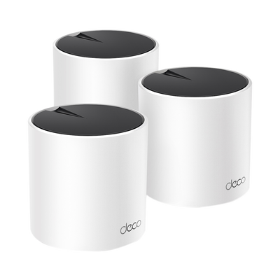 Kit 3 routers inalámbricos mesh interior para hogar / doble banda wi-fi 6 ax3000 mbps / 3 puerto gigabit wan/lan / 2 antenas internas / administración mediante la app deco (ios, android) / protección homeshield