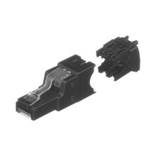 Cargar imagen en el visor de la galería, Plug rj45 utp, instalación recta, terminación en campo certificable, compatible con cat5e, cat6 y cat6a, color negro
