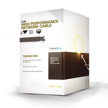 Cargar imagen en el visor de la galería, Bobina de cable u/utp cat6a de 305 mts, color azul, cm, soporta 10g-baset para transmisión de frecuencias de hasta 500mhz, ul
