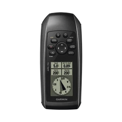 GPS portátil GPSMAP 73 con pantalla de cristal liquido, escala de 4 niveles de gris, hasta mil puntos de almacenamiento interno, sumergible y flotante.