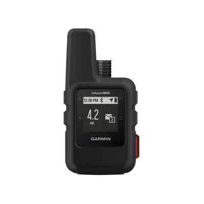 Navegador satelital InReach Mini, con cobertura global mediante la red Iridium, cuenta con botón de emergencia, batería para hasta 50 horas, GPS y brujula.