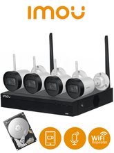 Cargar imagen en el visor de la galería, IMOU KIT/NVR1104HS-W/4-G22 - Kit de 4 Camaras Inalámbricas de 2 Megapixeles/ WiFi/ Disco Duro de 1 TB Incluido/ H.265+/ NVR con Antena Dual Mimo 2x2/ Auto-Emparejamiento/ Microfono Integrado/ IR de 30 Mts/ Ranura MicroSD/ Uso Exterior
