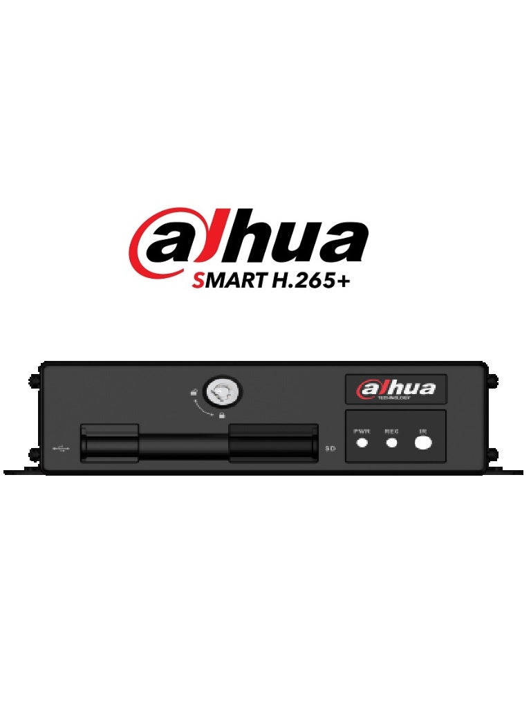 DAHUA MXVR1004GC - DVR Movil 4 canales  1080p / 1 Canal IP adicional / H.265 / 3G / GPS / 2 Ranuras para SD/