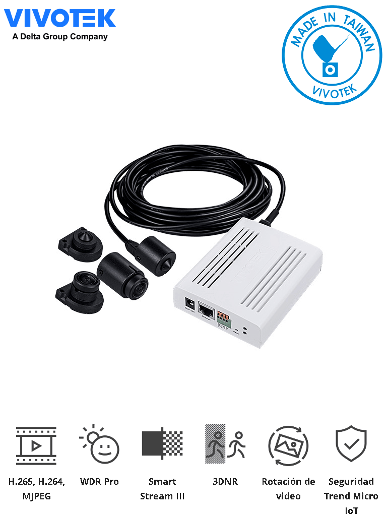 VIVOTEK VC9101 - Cámara IP con lente tipo Pinhole de 4 MP o tipo Fisheye de 5 MP, WDR PRO, Ciberseguridad Trend Micro, Smart Stream III, 3DNR, Visión SNV, Smart Motion, Entrada PoE y 12VDC, ONVIF, NDAA